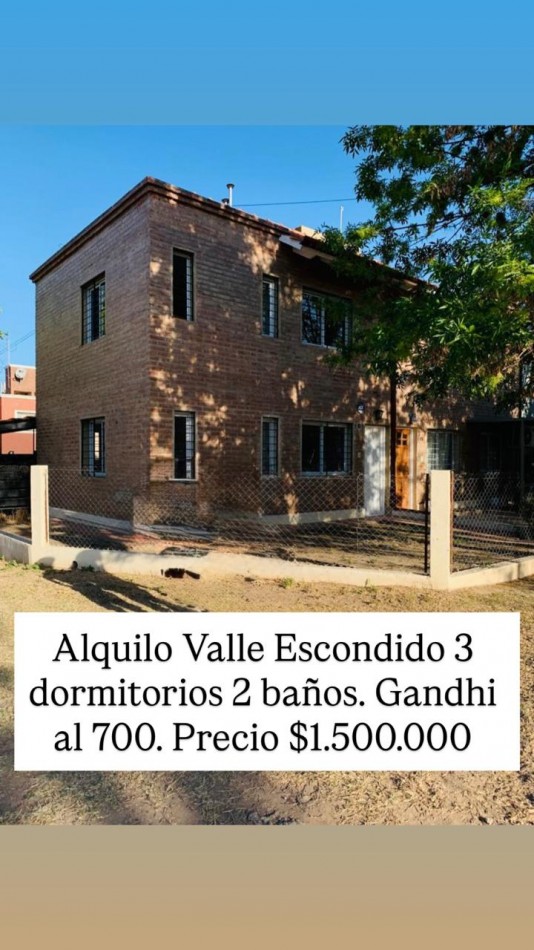 Valle Escondido Alquiler a metros de Gandhi 3 dor 2 baños