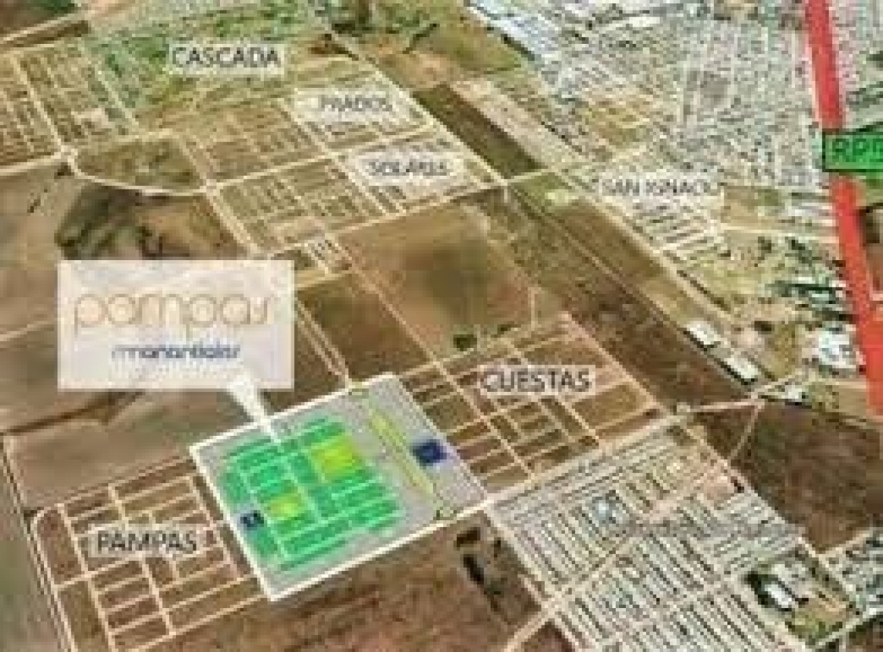 Pampas de Manantiales terreno venta 350m2 apto duplex (EDISUR)