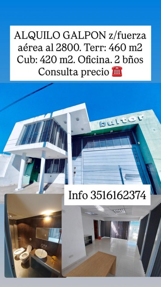 Alquiler Galpon Oficinas a metros Av. Fuerza Aerea